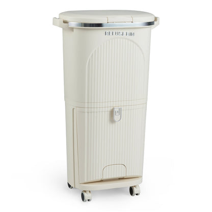 Poubelle de cuisine double 38 L avec couvercle et roulettes