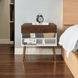 Table de chevet style mid-century avec tiroir