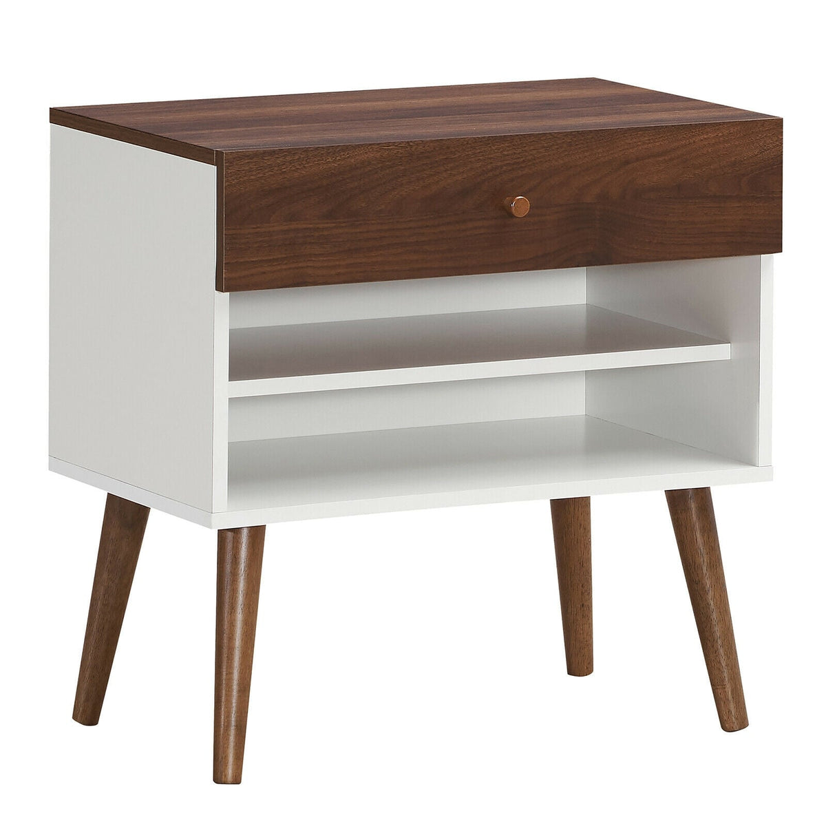 Table de chevet style mid-century avec tiroir