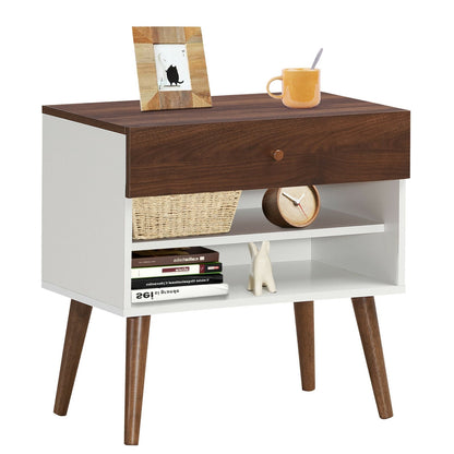 Table de chevet style mid-century avec tiroir