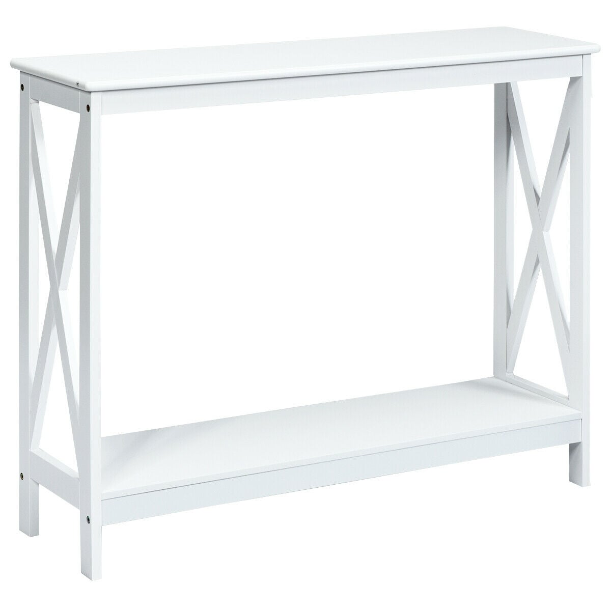 Table console 2 niveaux à motif en X