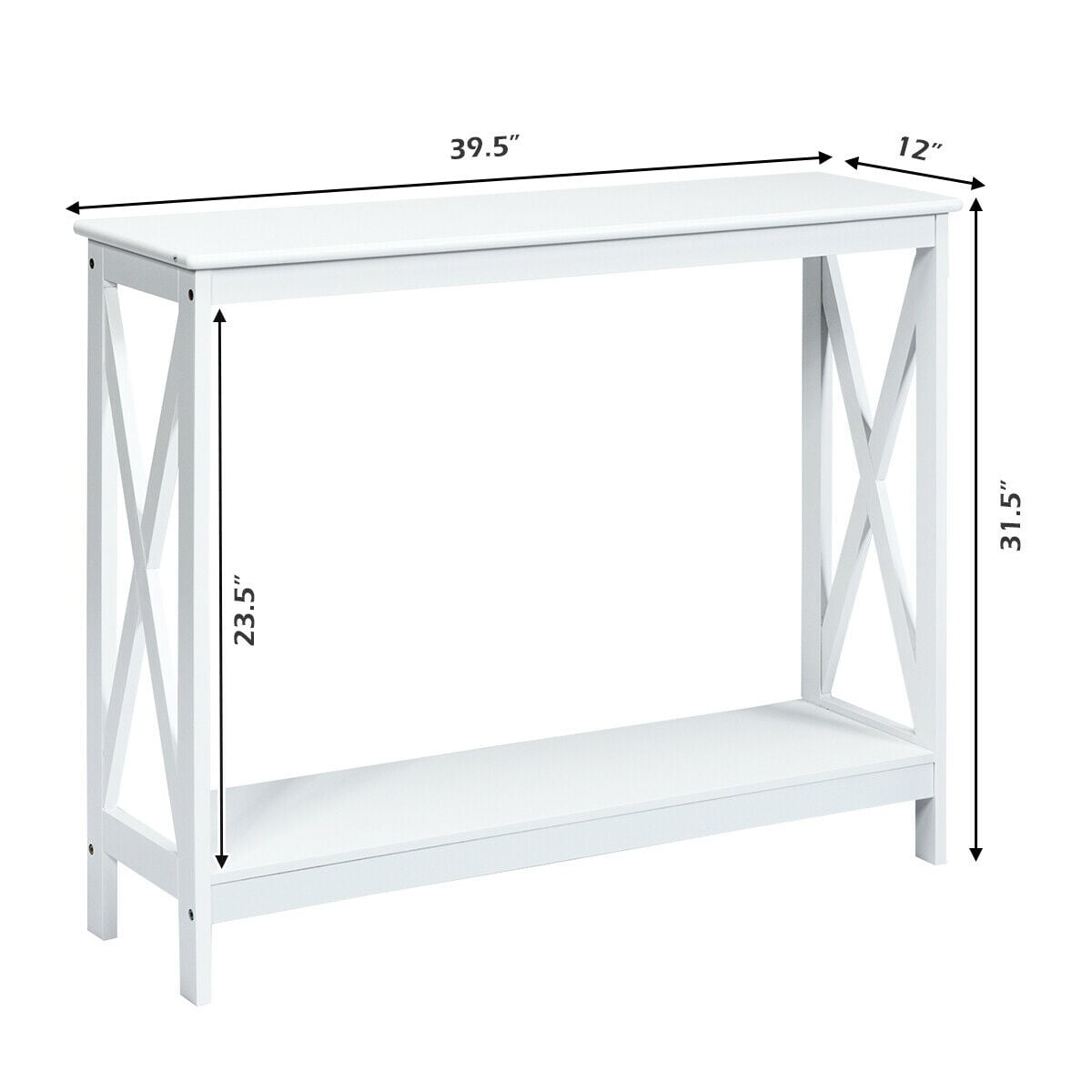 Table console 2 niveaux à motif en X