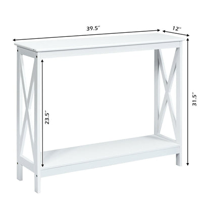 Table console 2 niveaux à motif en X