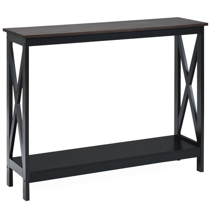 Table console 2 niveaux à motif en X