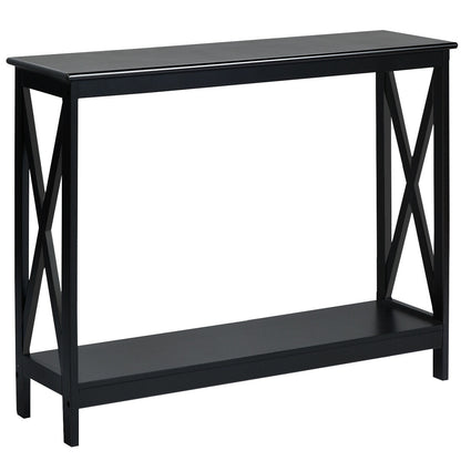 Table console 2 niveaux à motif en X