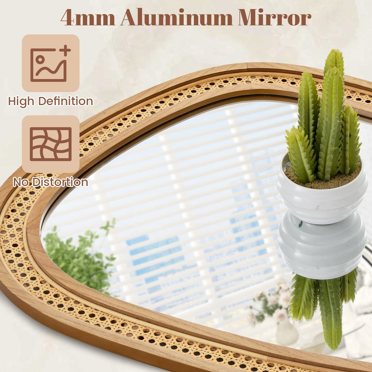 Miroir mural irrégulier rotin PVC