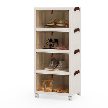 Meuble à chaussures pliable à roulettes