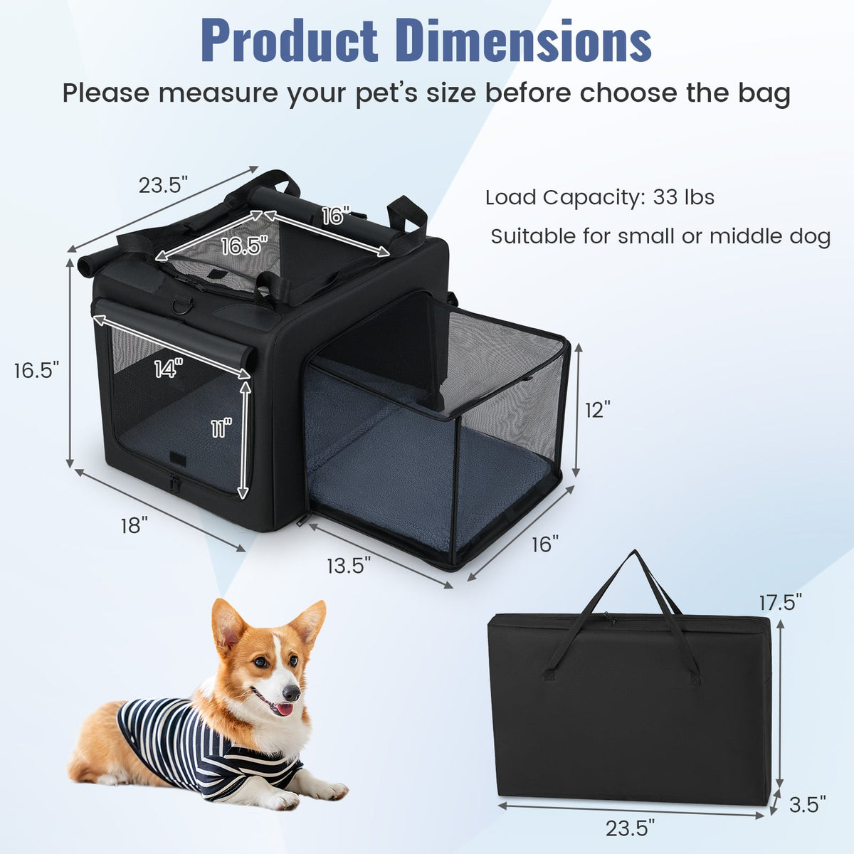 Sac de transport pliable pour animaux