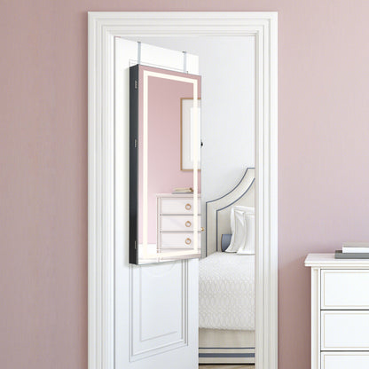 Armoire à bijoux murale verrouillable avec miroir et DEL