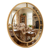 Miroir mural rond doré perlé 71 cm — Or
