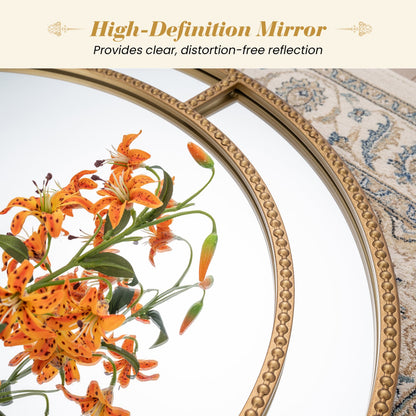 Miroir mural rond doré perlé 71 cm — Or