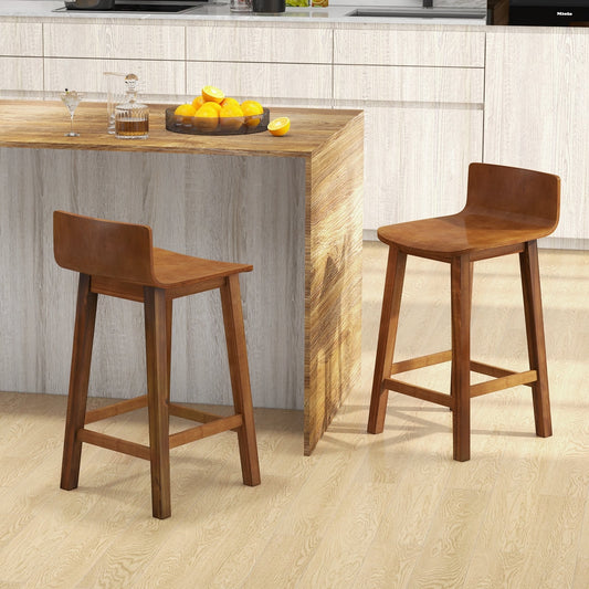 Tabourets de bar en bois dossier solide — Lot de 2
