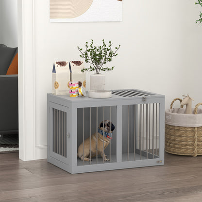 Cage meuble pour chien moyenne taille double porte 80 cm