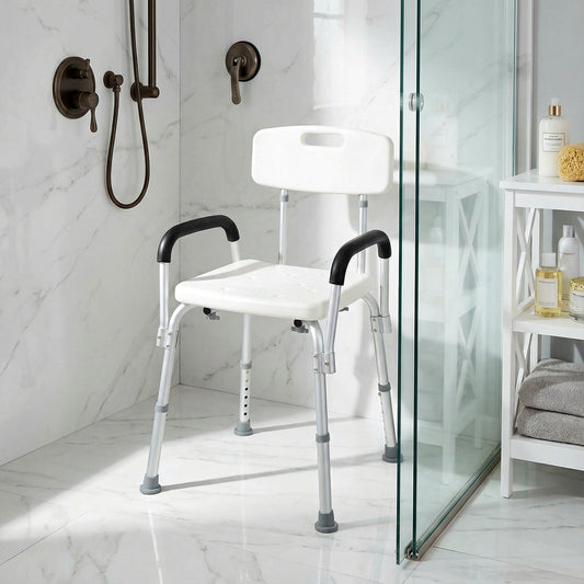 Chaise de douche médicale ajustable avec dossier