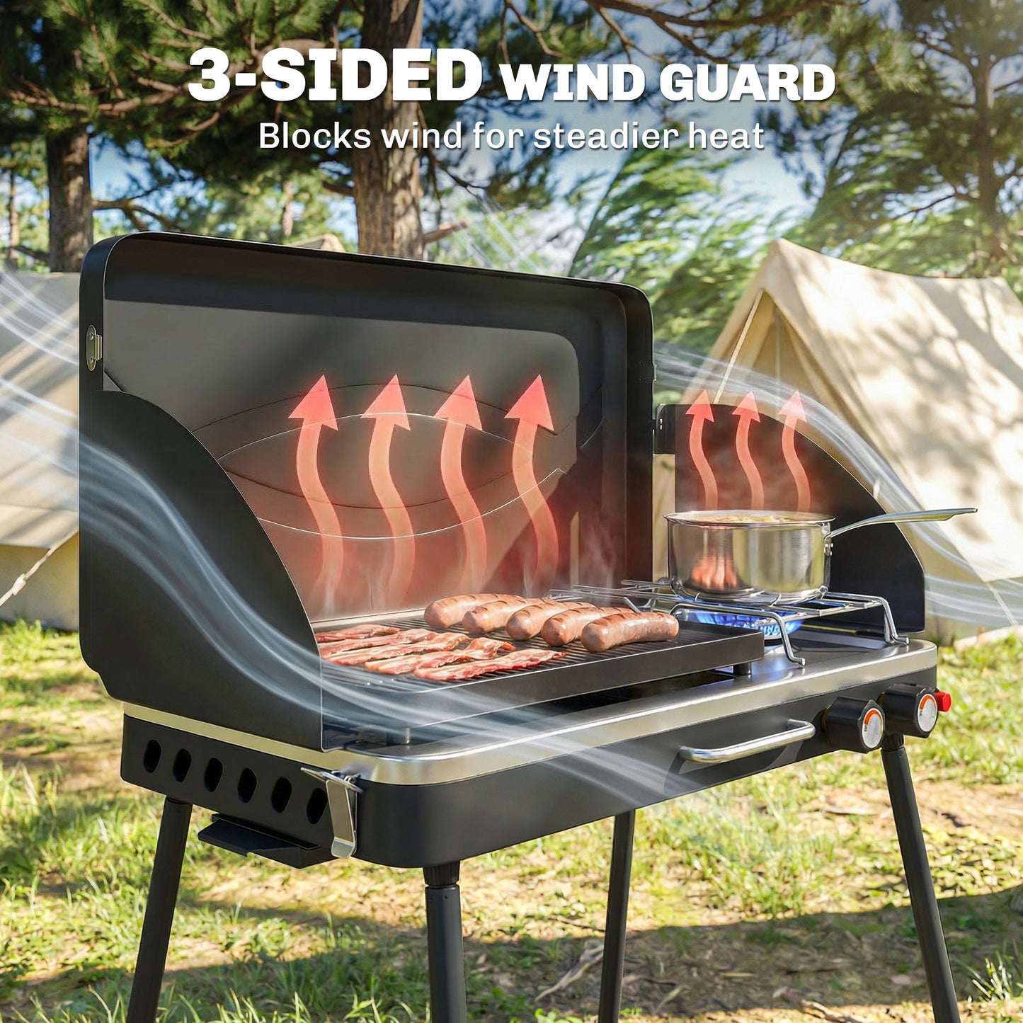 Barbecue-réchaud de camping 2-en-1 portable 20 000 BTU