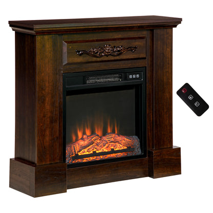 Foyer électrique avec manteau bois freestanding 1400W