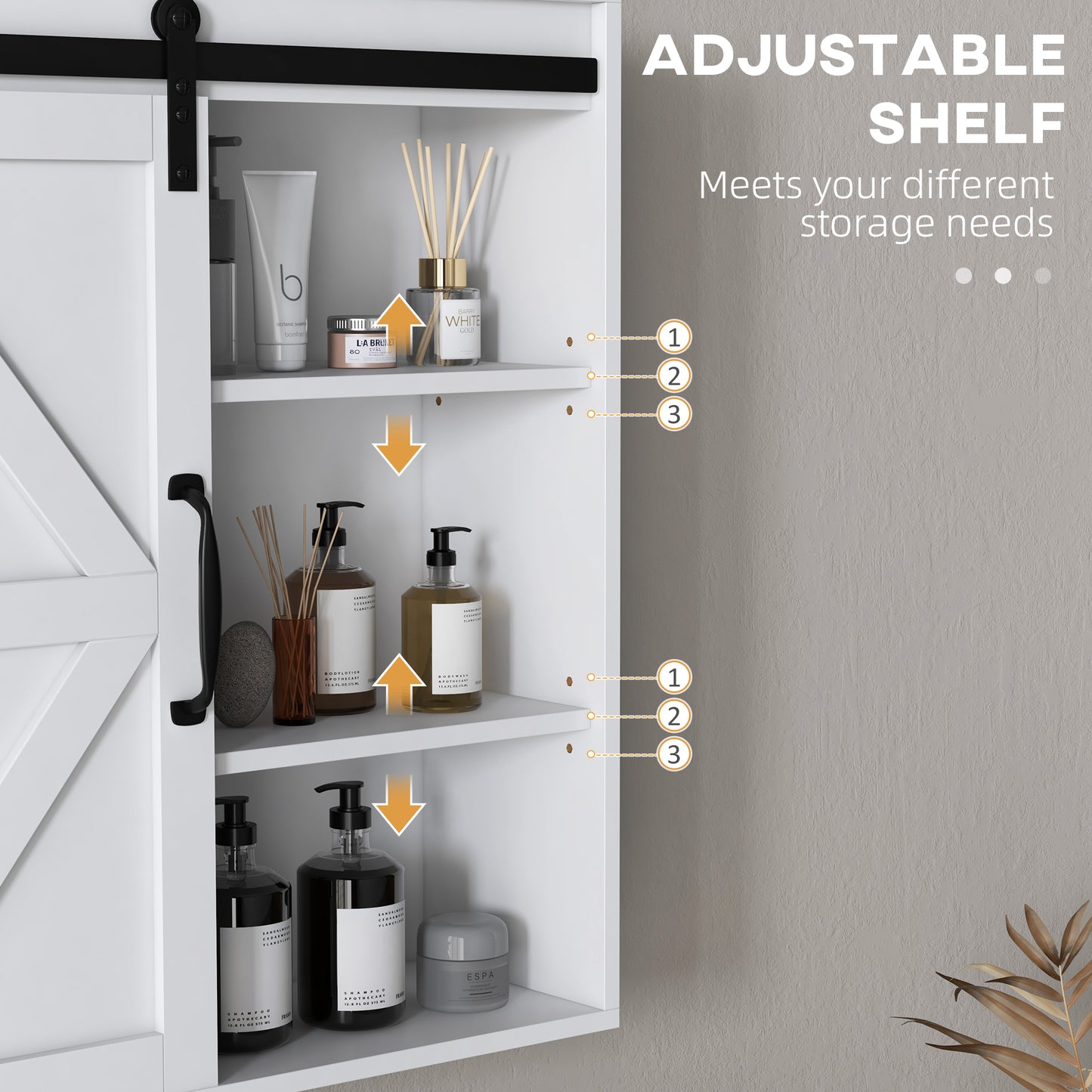Armoire murale salle de bain avec porte coulissante et tablette réglable