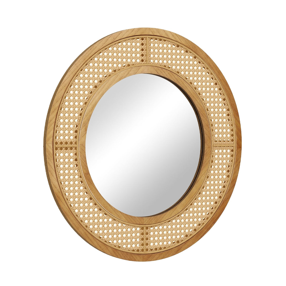 Miroir mural décoratif rond style bohème de 65 cm