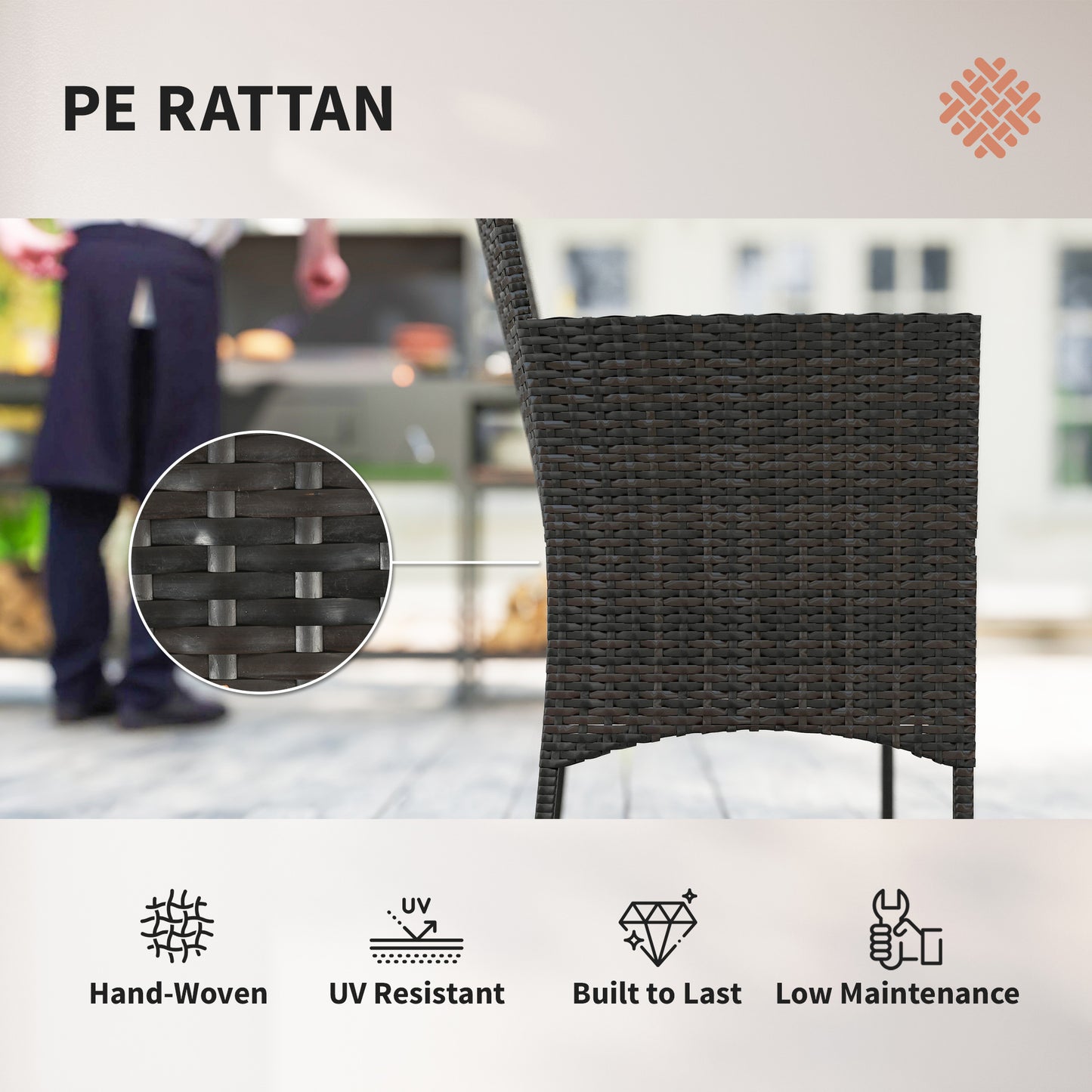 Outsunny 4-Piece Rattan Patio Set with Loveseat and Table Beige
