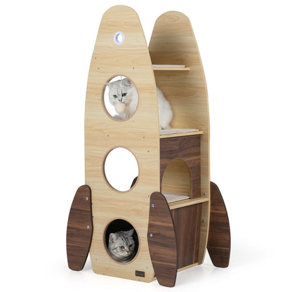 Arbre à chat design fusée multi-niveaux
