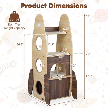 Arbre à chat design fusée multi-niveaux