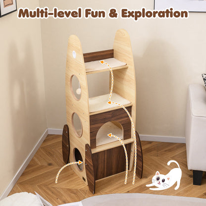 Arbre à chat design fusée multi-niveaux