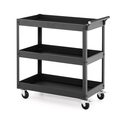 Chariot de service utilitaire à 3 tablettes sur roulettes
