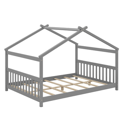 Lit cabane Montessori format double avec tête de lit