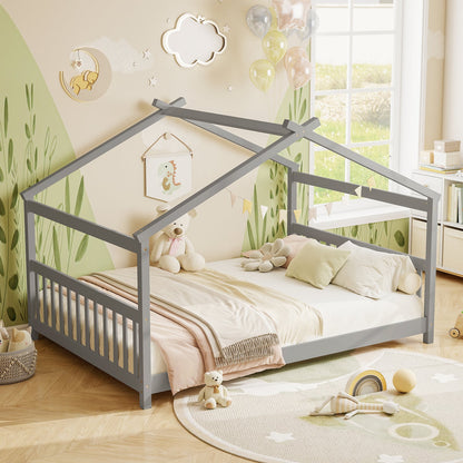 Lit cabane Montessori format double avec tête de lit