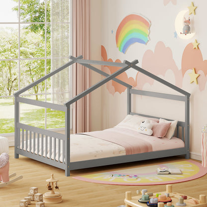 Lit cabane Montessori format double avec tête de lit