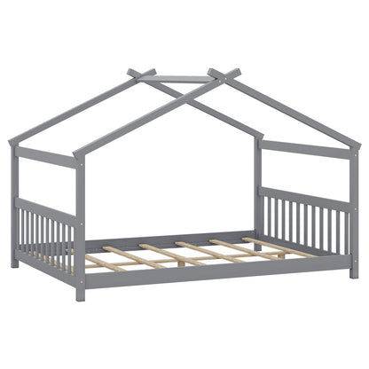 Lit cabane Montessori format double avec tête de lit