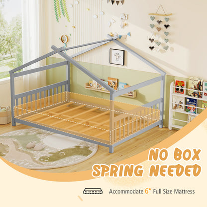 Lit cabane Montessori format double avec tête de lit