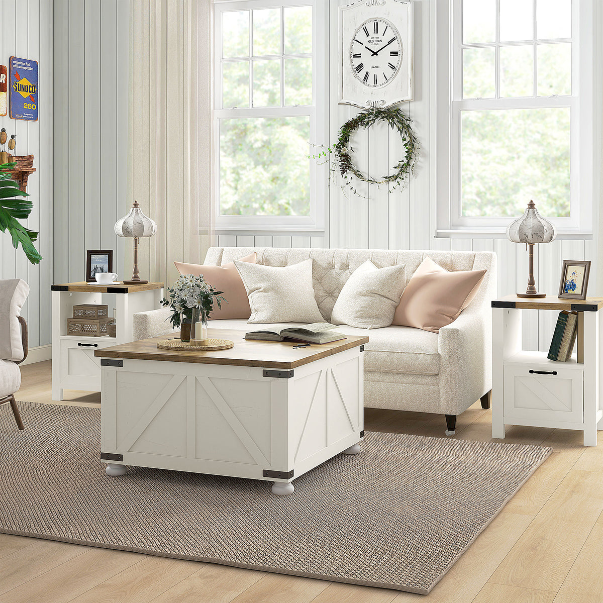 Table basse rustique avec rangement caché