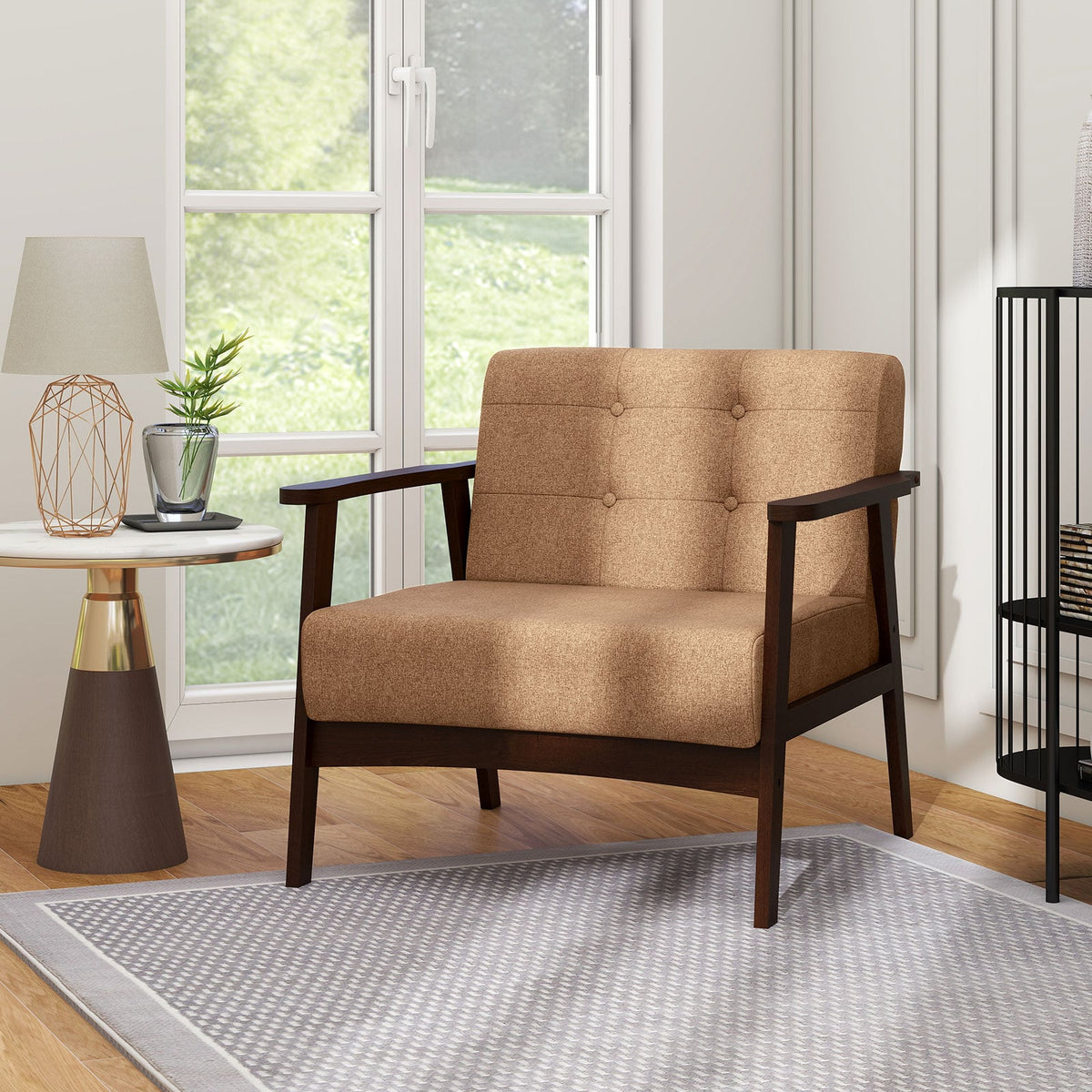 Chaise d'appoint design style mid-century bois d'hévéa