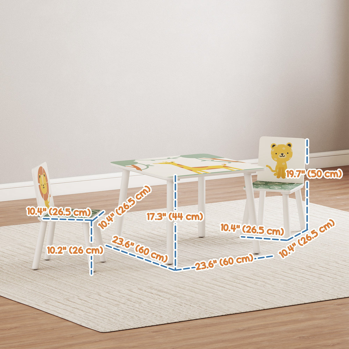 Ensemble table et chaises pour enfants — Lot de 3