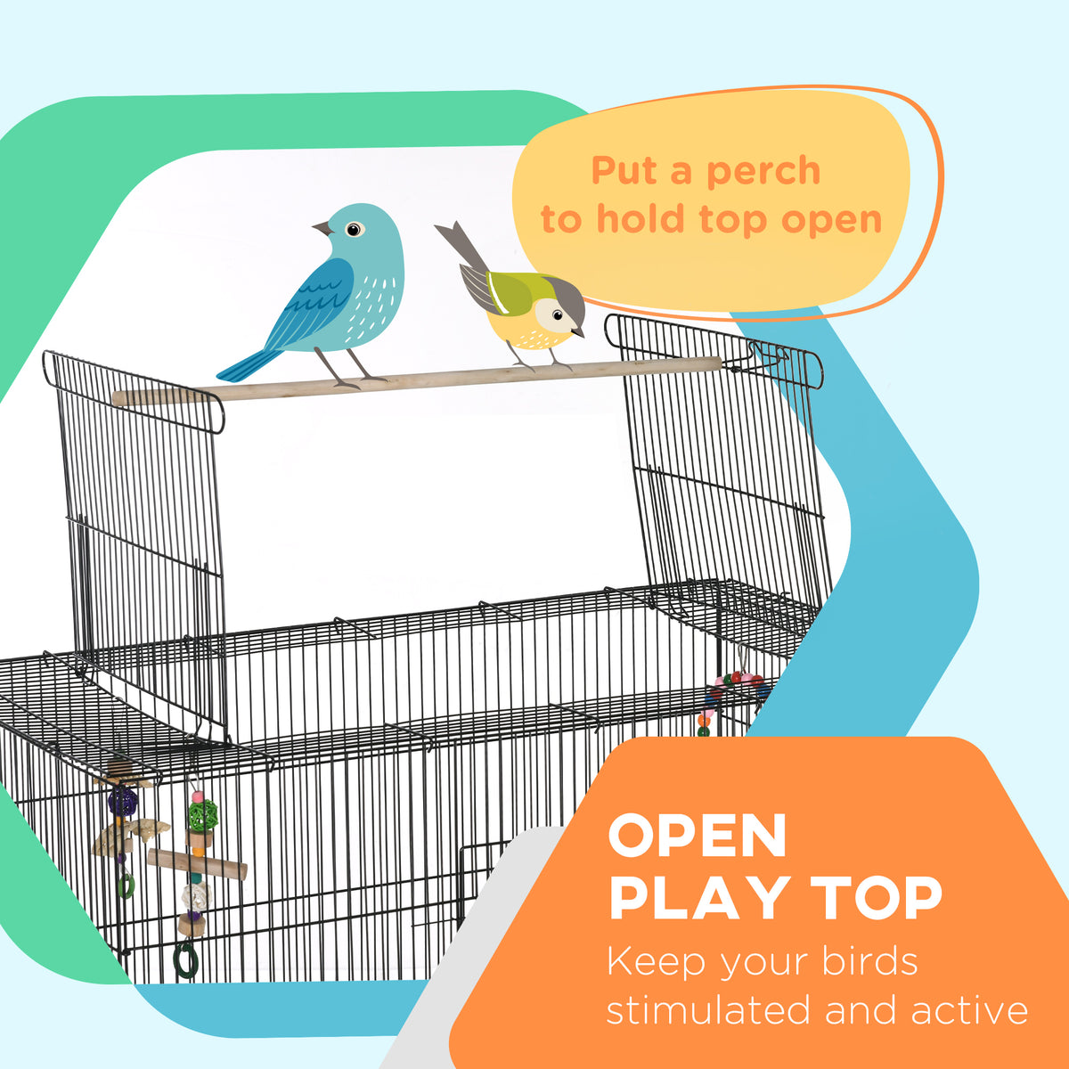 Grande volière pour oiseaux avec toit ouvrant et support