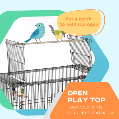 Grande volière pour oiseaux avec toit ouvrant et support