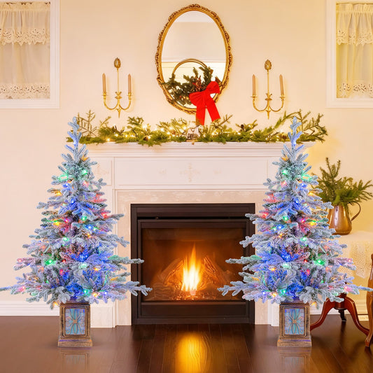 Arbre de Noël artificiel en pot lumineux — Lot de 2