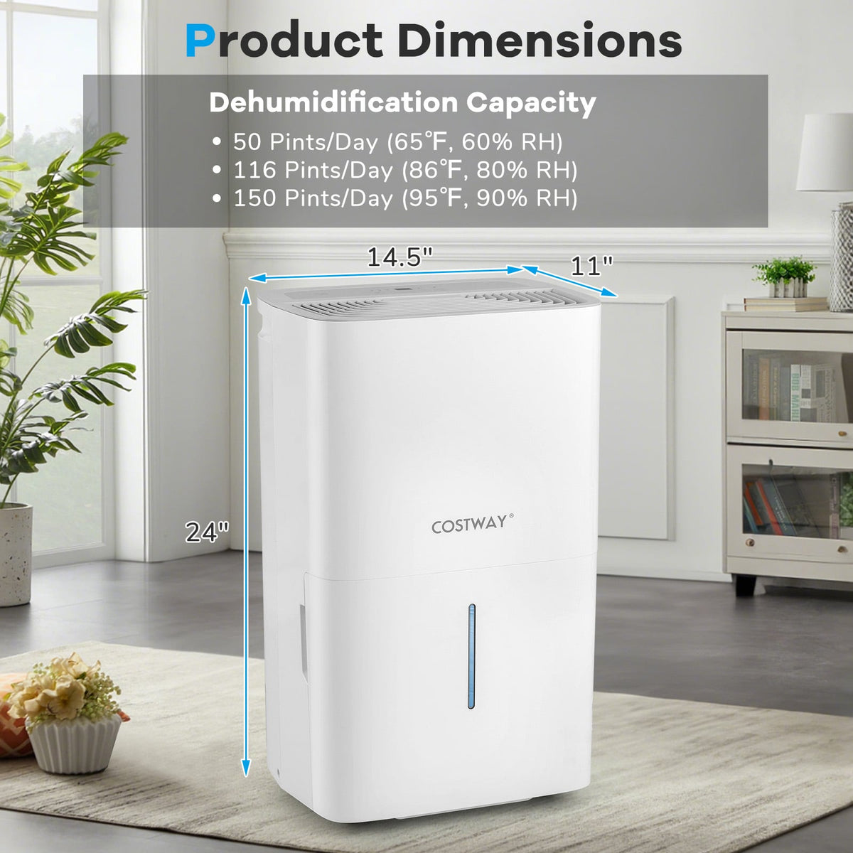 Déshumidificateur 71 L avec minuterie et affichage DEL