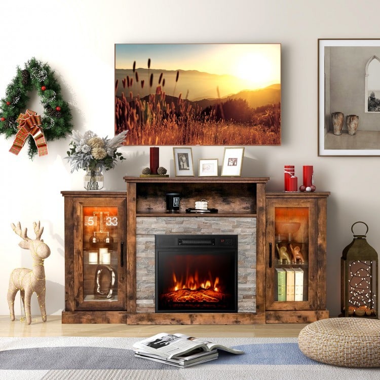 Meuble TV avec foyer électrique et DEL 16 couleurs