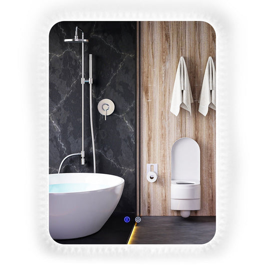 Miroir mural lumineux anti-buée tactile 81 x 61 cm