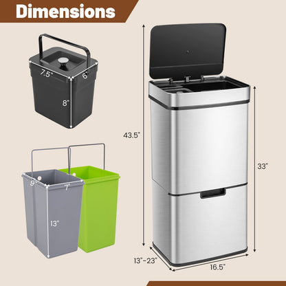 Poubelle intelligente 72 litres en acier inoxydable