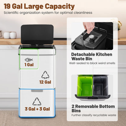 Poubelle intelligente 72 litres en acier inoxydable