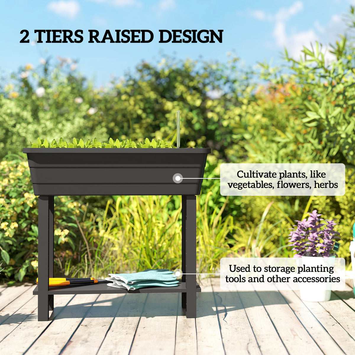 Jardinière surélevée 41L avec couvercle ventilé transparent