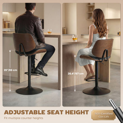 Tabourets de bar pivotants hauteur ajustable ensemble de 2