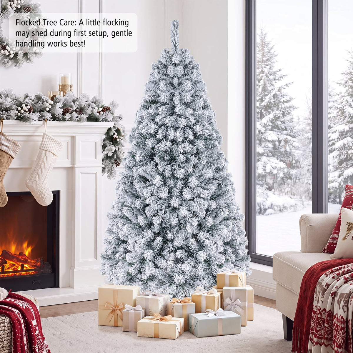 Arbre de Noël artificiel enneigé pré-éclairé 183 cm