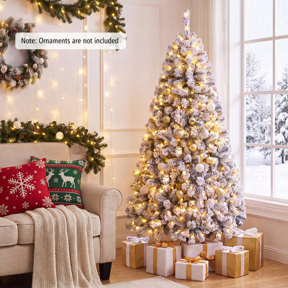 Arbre de Noël artificiel enneigé pré-éclairé 183 cm