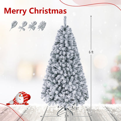 Arbre de Noël artificiel enneigé pré-éclairé 183 cm