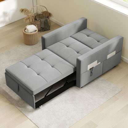 Fauteuil-lit convertible en velours avec USB
