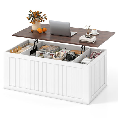 Table basse relevable plateau élévateur avec porte de grange 120 cm